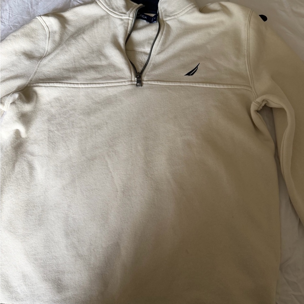 Nautica Men's Off-White Zip-Up Sweater